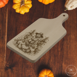 Planche à découper « citrouille et épouvantail »
