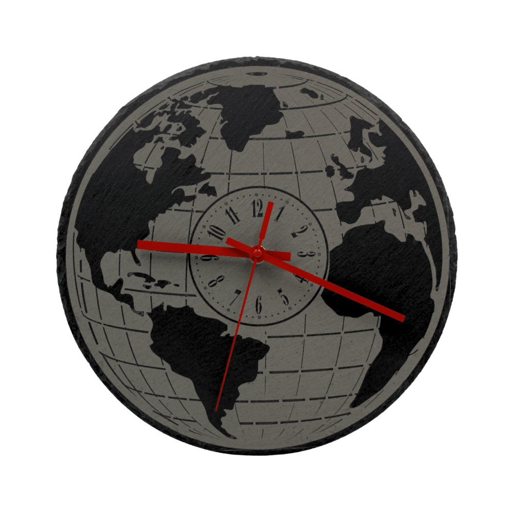 Orologio in ardesia nera mondo